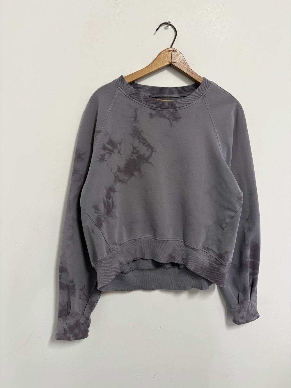 Lululemon Size 8 Ready to Roll Crewneck Sweatshirt Shibori Grey Luxury Tie Dye